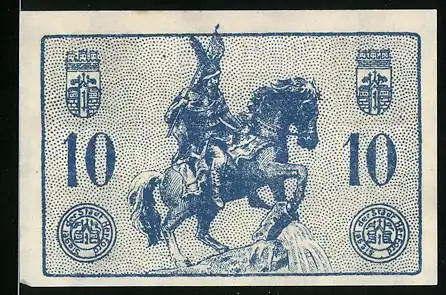 Notgeld Herford 1920, 10 Pfennig, Hermannsdenkmal und Wappen