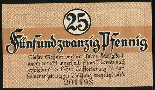 Notgeld Kamen 1920, 25 Pfennig, Kirche