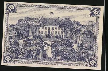 Notgeld Wiedenbrück i. Westf. 1918, 10 Pfennig, Schloss und Gartenanlage