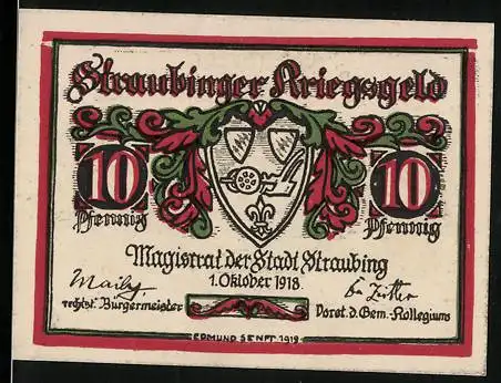 Notgeld Straubing 1918, 10 Pfennig, Wappen