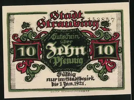 Notgeld Straubing 1918, 10 Pfennig, Wappen