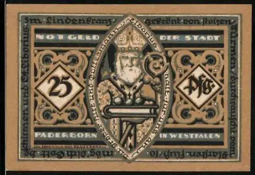 Notgeld Paderborn 1920, 25 Pfennig, Geistlicher mit Bibel