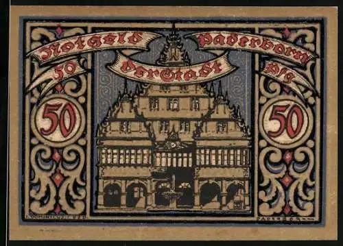 Notgeld Paderborn 1920, 50 Pfennig, Rathaus