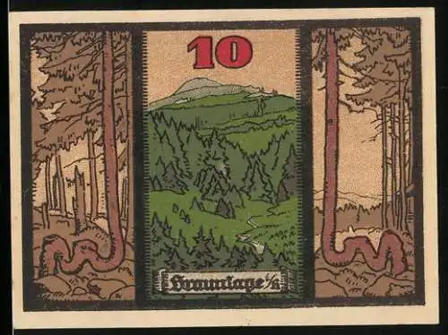 Notgeld Braunlage 1921, 10 Pfennig, Wald und Gebirge, Wappen