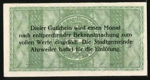 Notgeld Ahrweiler 1918, 25 Pfennig, Wappen und Ornamentik