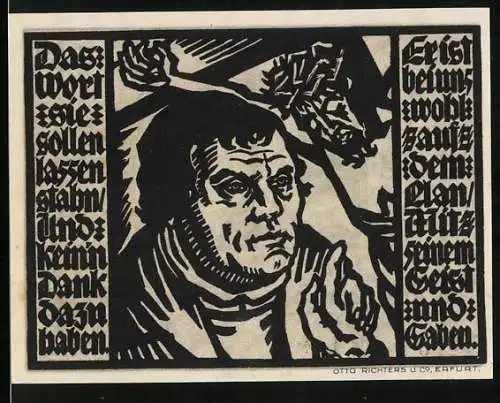 Notgeld Erfurt 1921, 50 Pfennig, Porträt Martin Luther