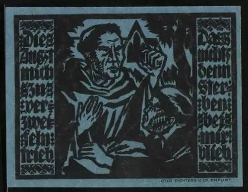 Notgeld Erfurt 1921, 50 Pfennig, Zwei Geistliche in tiefer Verzweiflung