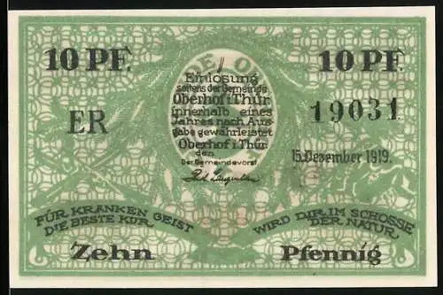 Notgeld Oberhof / Thür., 1919, 10 Pfennig, Partie am Rennsteig