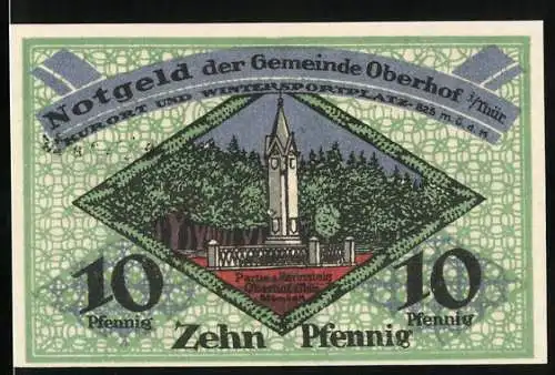 Notgeld Oberhof / Thür. 1919, 10 Pfennig, Partie am Rennsteig