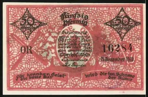 Notgeld Oberhof / Thür. 1919, 50 Pfennig, Ortsansicht