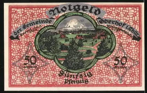 Notgeld Oberhof / Thür. 1919, 50 Pfennig, Ortsansicht