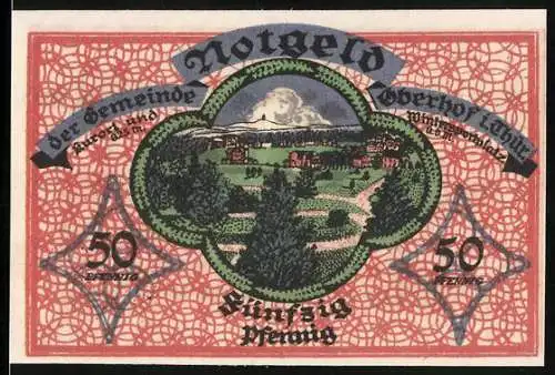 Notgeld Oberhof / Thür. 1919, 50 Pfennig, Ortsansicht
