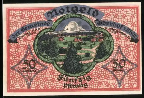 Notgeld Oberhof / Thür. 1919, 50 Pfennig, Ortsansicht