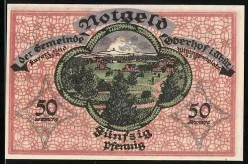 Notgeld Oberhof / Thür. 1919, 50 Pfennig, Ortsansicht