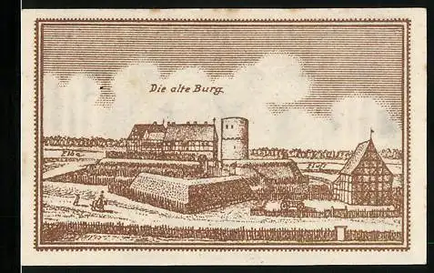 Notgeld Bleckede, 50 Pfennig, Wappen und alte Burg