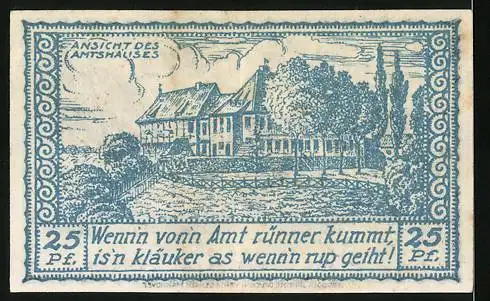 Notgeld Bleckede, 25 Pfennig, Amtshaus und Wappen