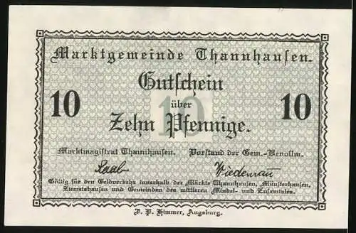 Notgeld Thannhausen, 10 Pfennig, Schloss