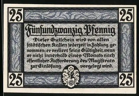 Notgeld Erfurt 1920, 25 Pfennig, Dom