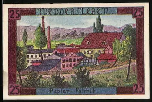 Notgeld Weddersleben 1921, 25 Pfennig, Papierfabrik