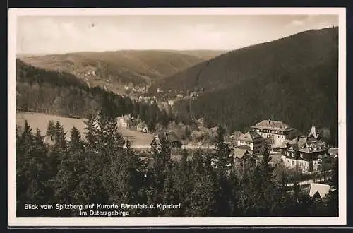 AK Bärenfels / Erzgeb., Blick vom Spitzberg auf Bärenfels und Kipsdorf