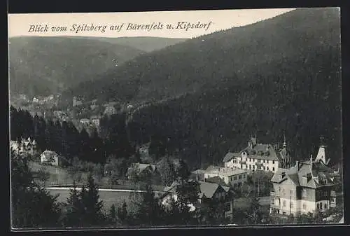 AK Bärenfels / Erzgeb., Blick vom Spitzberg auf Bärenfels und Kipsdorf