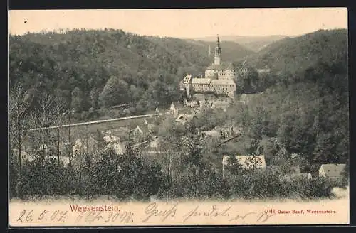 AK Weesenstein, Ortsansicht aus der Vogelschau