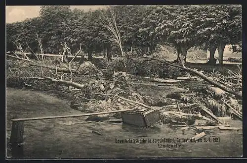 AK Berggiesshübel, Lindenallee nach dem Unwetter 1927