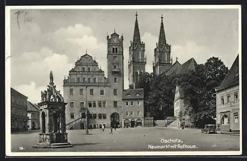 AK Oschatz, Platz mit Rathaus