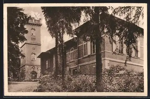 AK Neustädtel / Erzgeb., Köhlerturm auf dem Gleesberg mit Unterkunftshaus
