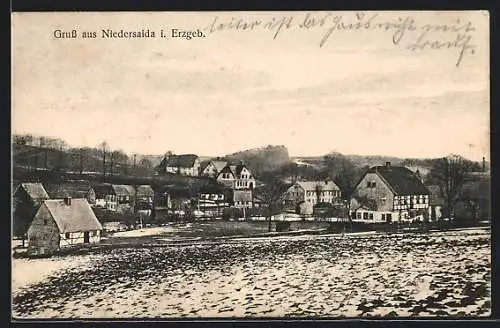 AK Niedersaida i. Erzgeb., Ortsansicht aus der Vogelschau
