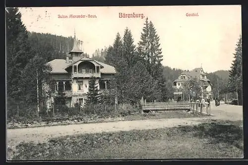 AK Bärenburg / Erzgeb., Julius Alexander-Haus und Gasthof