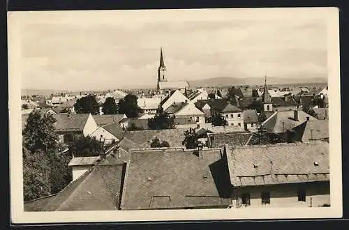 AK Mohelnice, Blick über Dächer der Stadt