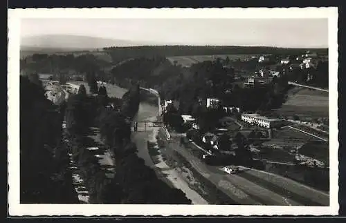 AK Lazne Teplice n. B., Gesamtansicht mit Flusslauf