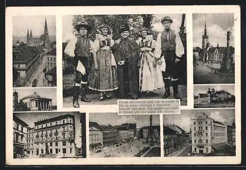 AK Olmütz, Stadtansichten und Einwohner in Tracht