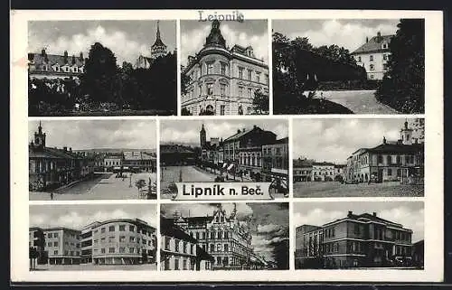 AK Leipnik /Lipnik, Marktplatz mit Geschäften, Strassenpartie