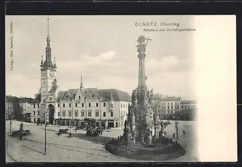 AK Olmütz, Oberring, Rathaus und Dreifaltigkeitssäule
