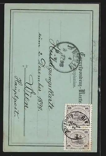 Mondschein-AK Prestavlk, Parkansicht aus dem Ursulinen-Kloster