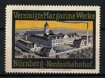 Reklamemarke Vereinigte Margarine-Werke Nürnberg, Fabrikansicht