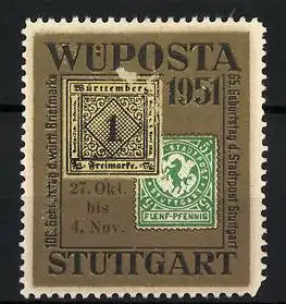 Reklamemarke Stuttgart, Briefmarkenausstellung Wüposta 1951, Briefmarken