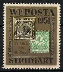 Reklamemarke Stuttgart, Briefmarkenausstellung Wüposta 1951, Briefmarken