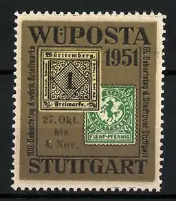 Reklamemarke Stuttgart, Briefmarkenausstellung Wüposta 1951, Briefmarken