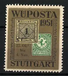 Reklamemarke Stuttgart, Briefmarkenausstellung Wüposta 1951, Briefmarken