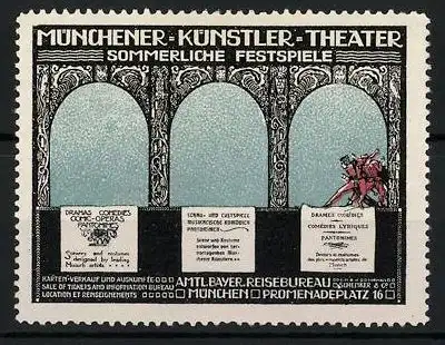 Reklamemarke München, Künstler-Theater Promenadenplatz 16, Bühnenszene Paar