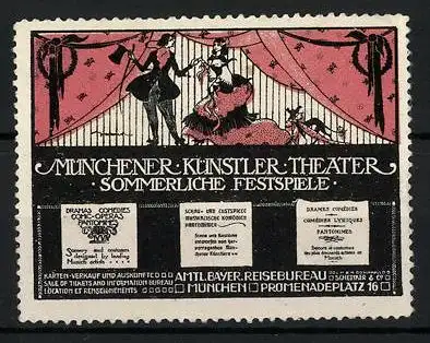 Reklamemarke München, Künstler-Theater Promenadenplatz 16, Bühnenszene Schauspieler nebst Hund