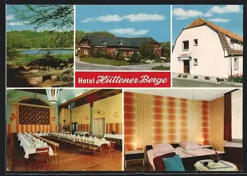AK Brekendorf, Hotel-Restaurant Hüttener Berge, Bes. Heinrich Reimer, Aussen- und Innenansichten