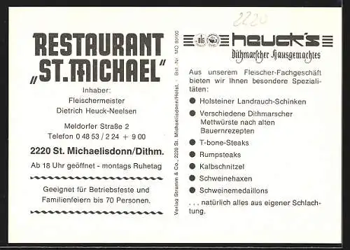 AK St. Michaelisdonn / Dithm., Inh. Dietrich Heuck-Neelsen, Meldorferstrasse 2