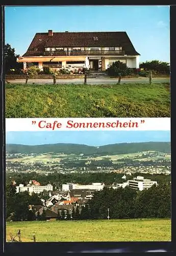 AK Bad Oeynhausen-Lohe, Café Sonnenschein, Bes. G. Oeser, Gartenstrasse 1, Ortspanorama