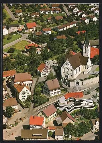 AK Ertingen, Ortszentrum mit Pfarrkirche St. Georg, Rathaus und Freihofanlage, Luftbild