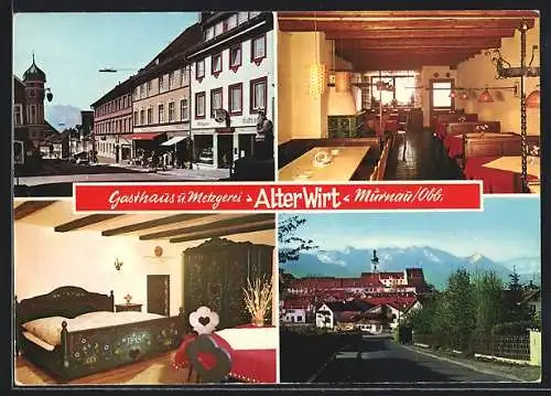 AK Murnau / Staffelsee, Gasthaus & Metzgerei Alter Wirt, Inh. E. Baumgartl