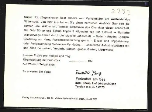 AK Sörup, Hof Jürgenshagen, Ferienhof Familie Jung